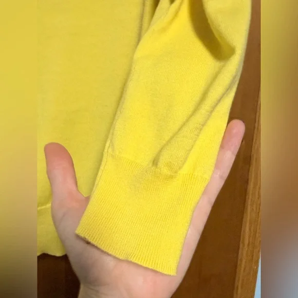 TORY BURCH bright yellow cotton sweater sz small - Picture 10 of 10